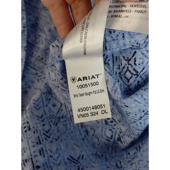 Ariat Mens XL Blue Patterned Long Sleeve Western Shirt - Picture 4 of 9